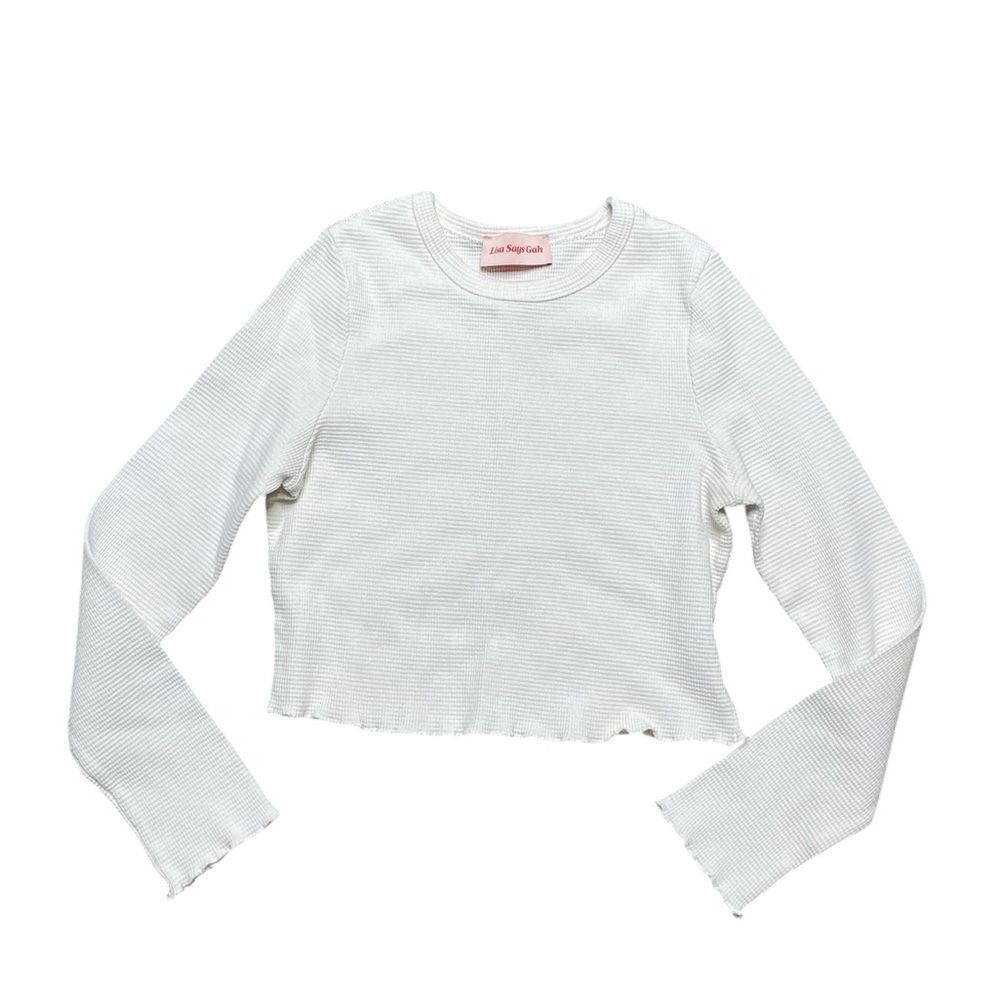 LISA SAYS GAH Cropped Thermal Shirt White Size Small